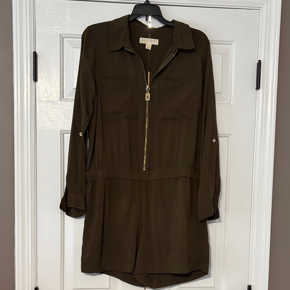 Michael Kors Olive Green Long Sleeve & shorts Romper